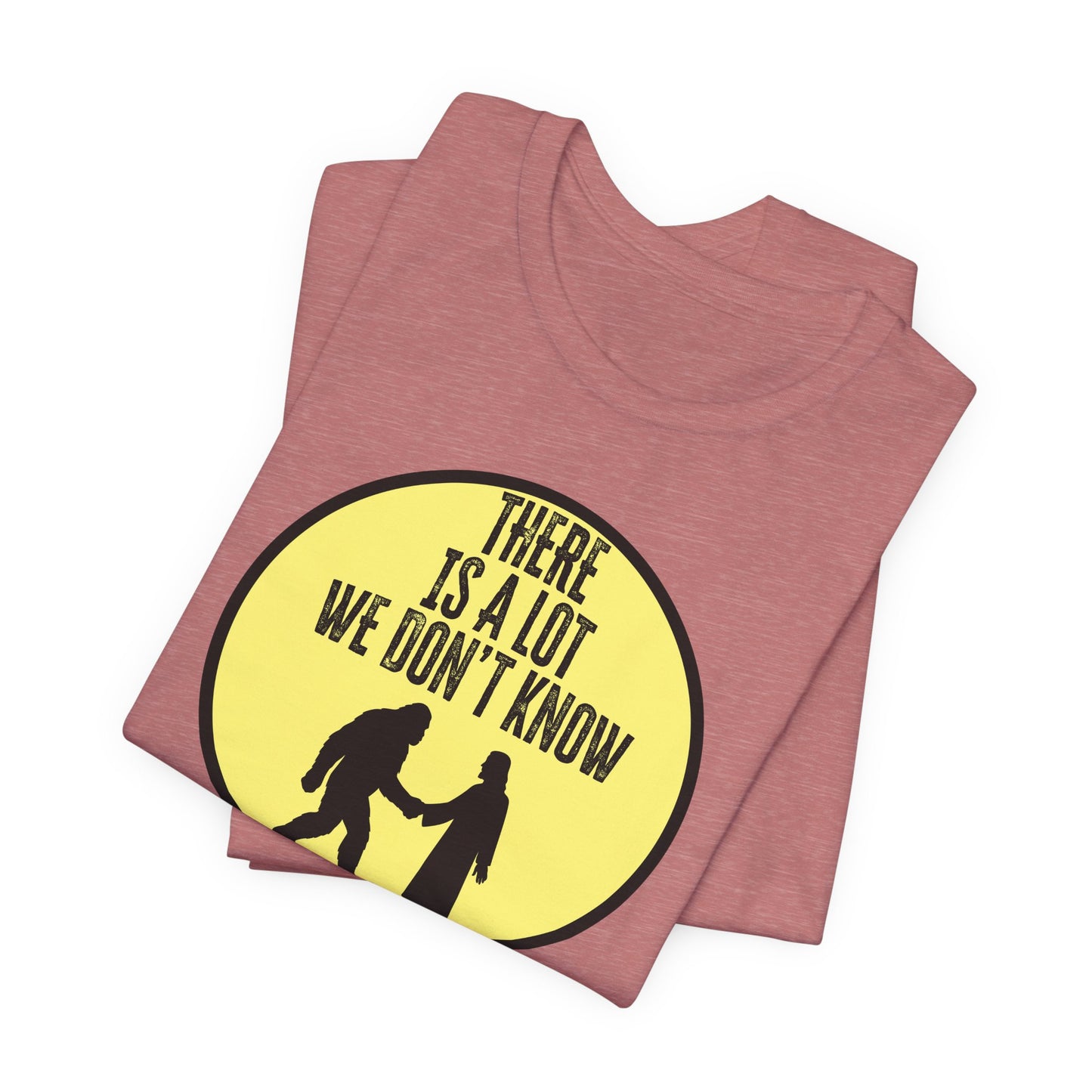 'There Is A Lot We Don't Know" (Bigfoot Meets Jesus) (Soft, Quality Bella & Canvas <Or Comparable> Unisex Tee)