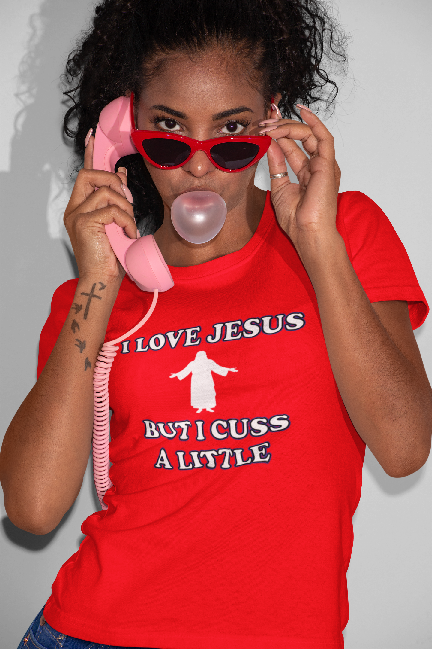 'I Love Jesus But I Cuss A Little' (Soft, Quality Bella & Canvas <Or Comparable> Unisex Tee)