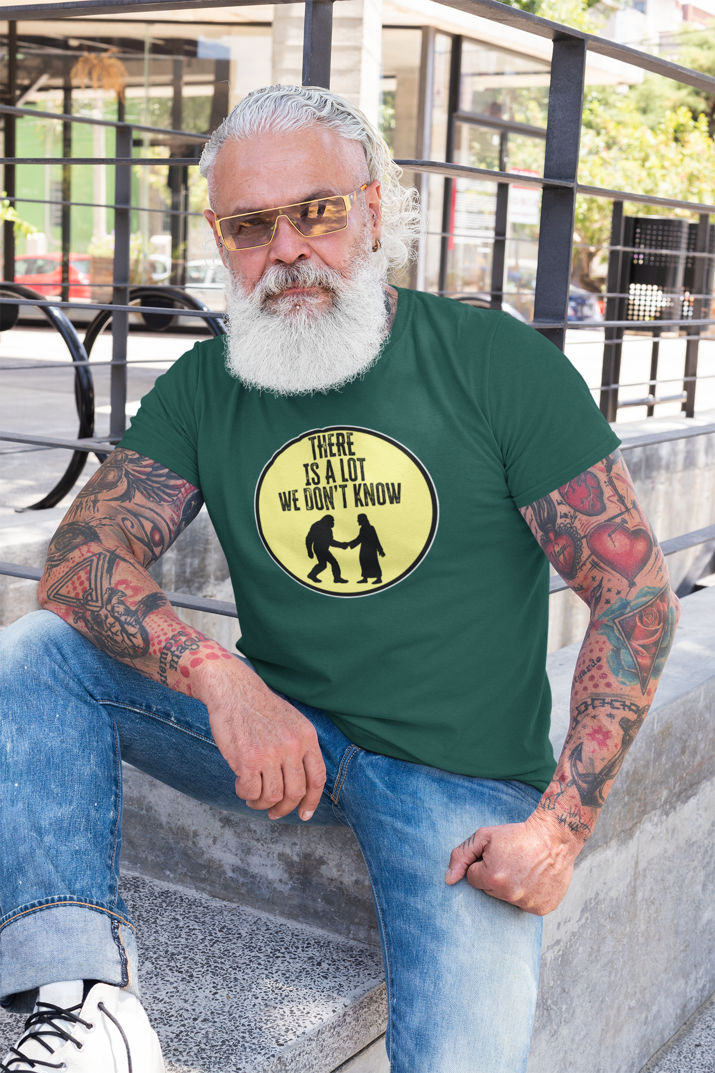 'There Is A Lot We Don't Know" (Bigfoot Meets Jesus) (Soft, Quality Bella & Canvas <Or Comparable> Unisex Tee)
